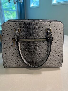 Brand New Handbag- Grey Faux Skin - shoulder strap and handles. Multiple pocket